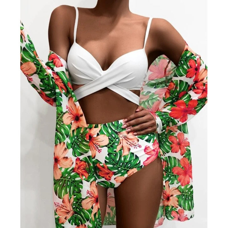 Plus Size Sexy Floral Print Bikini Set