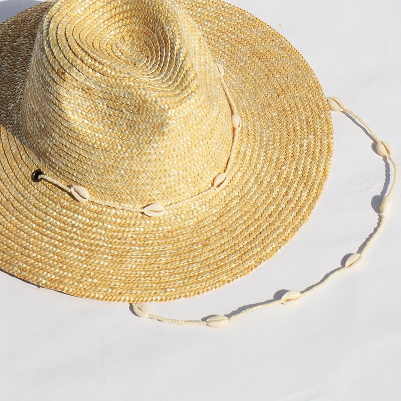 Beach Hats With Seashells Beaded Chain