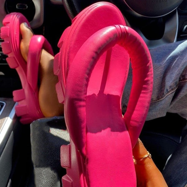 Hot Neon Clip Toe Slippers