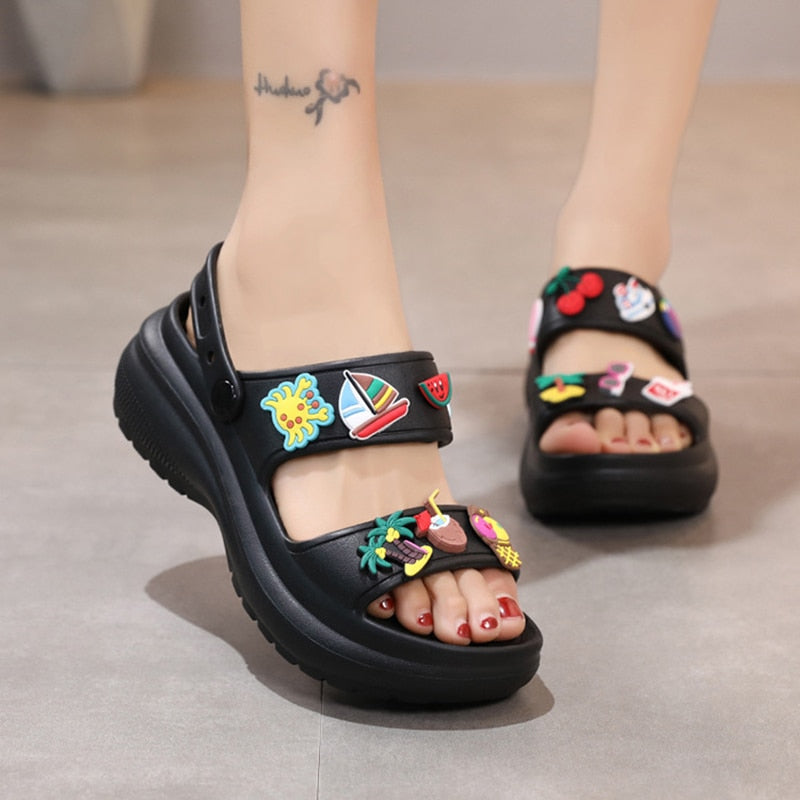 Cute Platform Sandals With Charms