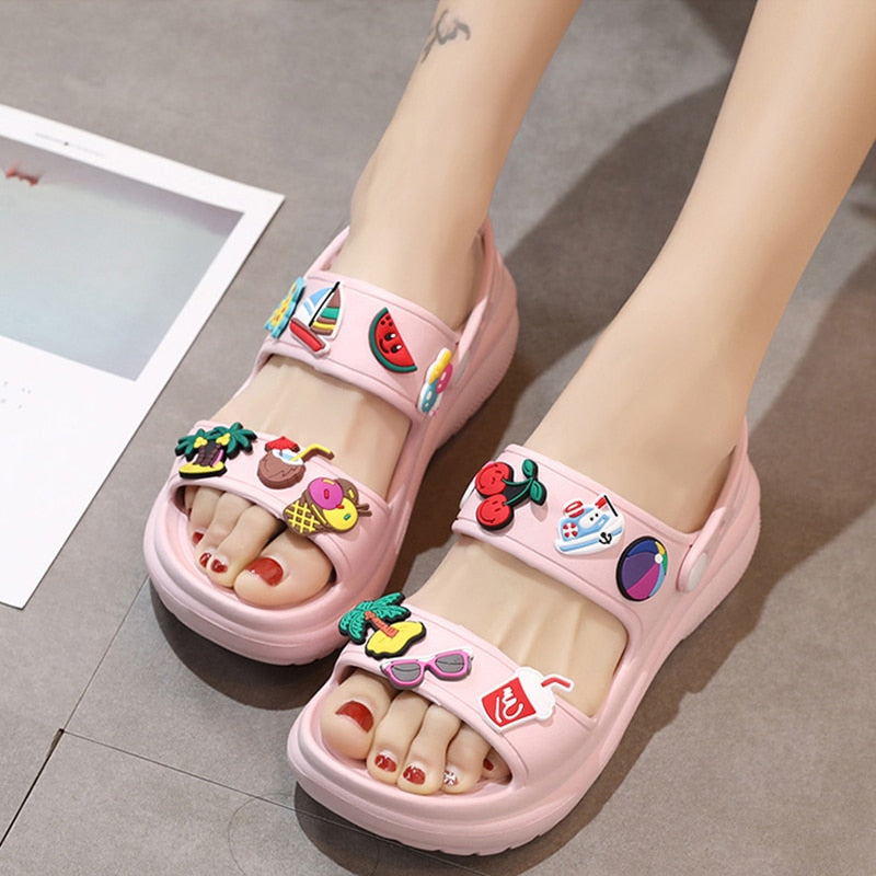 Cute Platform Sandals With Charms